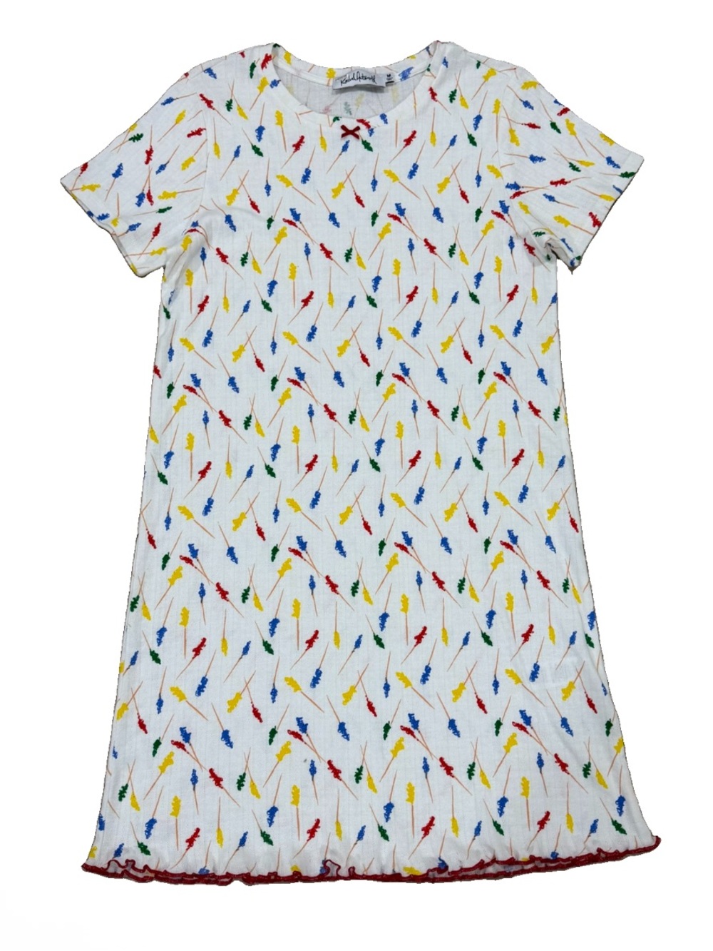 Rachel Antonoff Fitz White Pointelle Knit Sleep Dress Primary Print Sz M Preppy